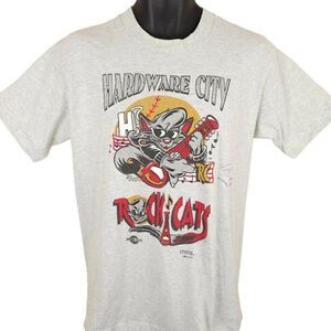 Vintage Hardware City Rock Cats T Shirt Mens Size Medium Gray MiLB Made In USA